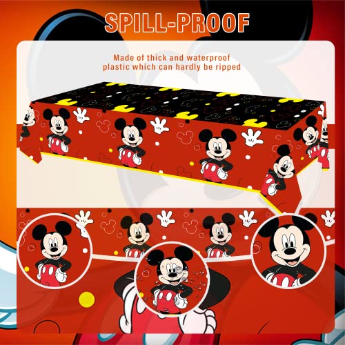 Aoozrr 4 Pcs Cartoon Mouse Tablecloths Red Theme Party Decorations Birthday Party Supplies For Kids Celebration Cute Mouse Tablecloths Disposable Plastic 70.9X43.5 Inch #TOP3