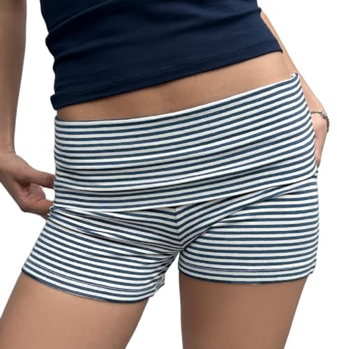 Image of Women Low Waist Lounge Shorts Fold Over Skinny Pajamas Shorts Summer Casual Pj Bottom Sleep Shorts