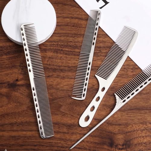 Peines metálicos de aluminio para cabello, pack 4 piezas miniatura 5
