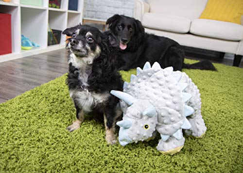 Image of goDog Dinos Frills Squeaky Plush Dog Toy, Chew Guard Technology - Gray, Extra Large