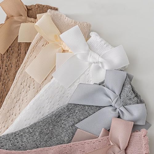 JadeRich Baby Toddler Girls Knee High Socks Solid Color Bowknot Mesh Thin Cotton Stocking for Spring Summer2