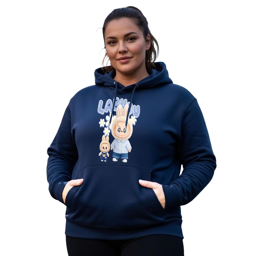 Women's Cotton Fleece Navy Full Sleeve Graphic Printed Plus Size Hooded Sweatshirt | 2XL, 3XL, 4XL, 5XL Hoodies for Womens Winter Wear | 755-image-49