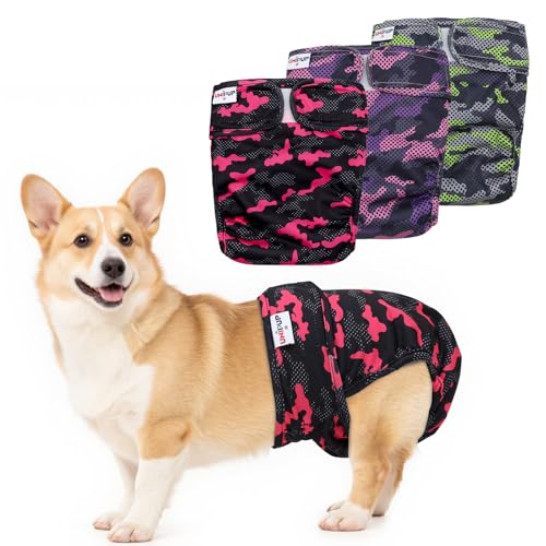 Image of Female Dog Diapers Reusable No Tail Hole Period Panties Washable 3 Pack Diapers Female for Docked-Tail Frenchie French Bulldog Boston Terrier Without Tail U-WWD02S