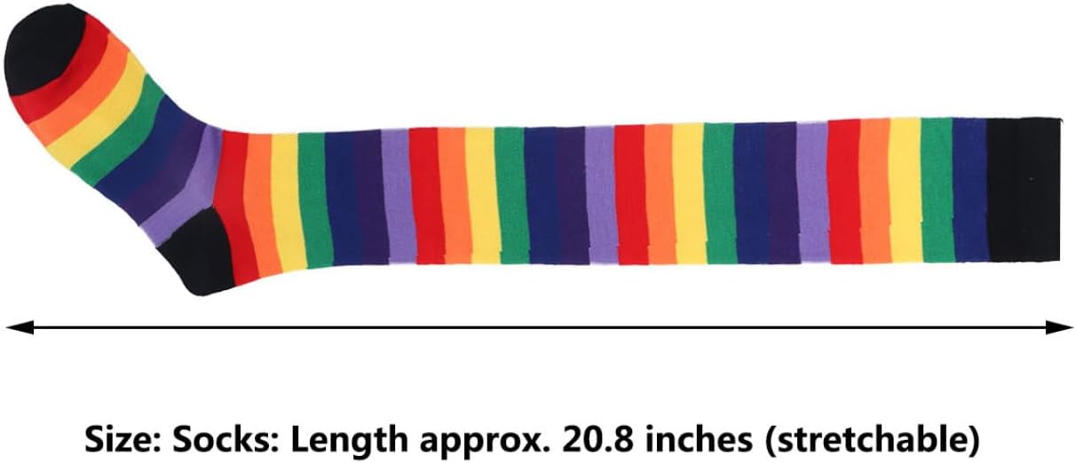 Jugaoge Women's Striped Knee Thigh High Socks for Halloween Costume Party Cosplay