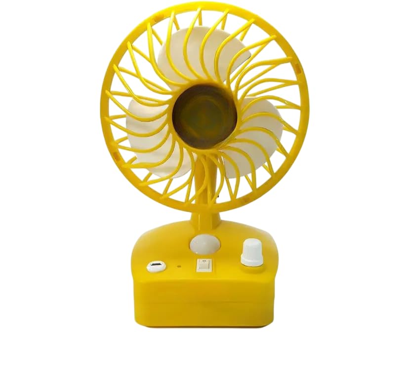 Image of VIJAYA Table Fan, 3 Blade, 25W, 3 Speed Settings, Portable Fan Home, Office (Yellow)