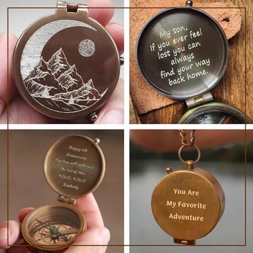 Brújula personalizada grabada a mano para graduación miniatura 6