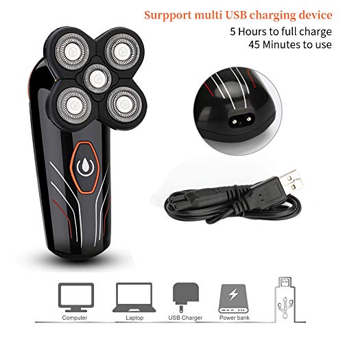 Bald Head Shaver for Men MANLI Men\'s Electric Shavers 5 in 1 Skull Razor Hair Nose Trimmer Grooming Kit, Electric Shavers for Men Rotary Shaver Cordless Wet/Dry Rechargeable
