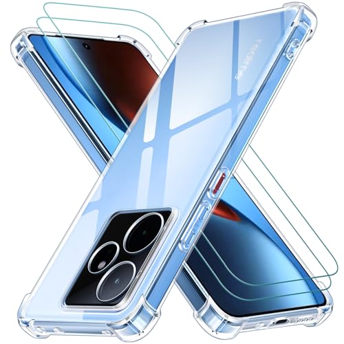 ivoler Funda para Realme GT 7 / Realme GT 7T con 2 Piezas Cristal Templado, Carcasa Protectora Antigolpes Antiarañazos Transparente con Cojín Esquina Parachoques, Suave TPU Silicona Bumper Case