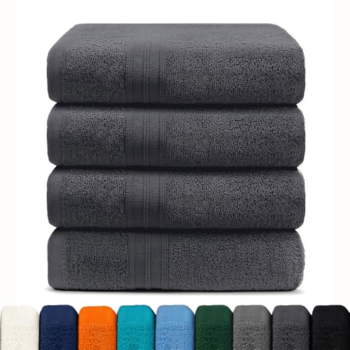 CELESTA Badetuch 4er-Set, 70x140 cm - 100% Baumwolle, Saugstark & Weich - Hochwertiges Duschhandtuch - Oeko-TEX Zertifiziert - Anthrazit
