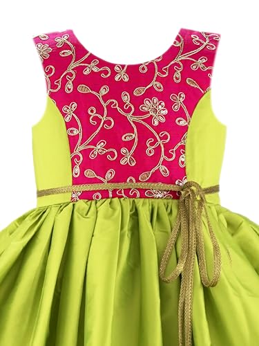 Image of Stanwells Kids Baby Girls Frocks Knee Length Birthday Ruffle Pattern Sleeveless Traditional Beautiful Embroidery Western Frock Princess Birthday Dress for Girls