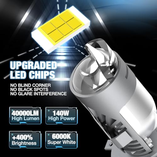 Image of H4 /9003 /HB2 LED Headlight Bulbs with Mini Projector Lens Canbus Hi /Lo Beam LED Headlight Kit for Headlight (LASER HEADLIGHT 120 WATT)