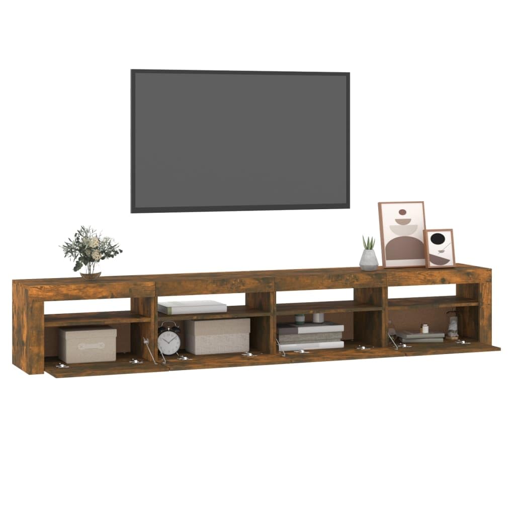Szafka pod telewizor z lampkami LED dębowym, 240 x 35 x 40 cm