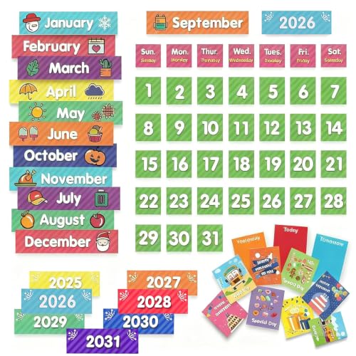 EAMAY Classroom Monthly Calendar Pocket Chart with 71 Cards for Kids Learning for Home,Homeschool Supplies and Classroom Must Haves!(Black)
