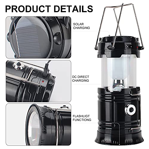 MeYuxg Pack of 2 LED Camping Lights, Solar Camping Lamp, Rechargeable Waterproof Camping Lantern, Hand Lamp, Power Bank, 3 Light Modes for Fishing, Hiking, Adventure, Hunting - Image 6