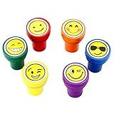 Stamps for Kids, LUCKYBIRDS0315 Best Sell Self Inking Plastic Goofy Smile Silly Face Stampss Set, 6 Count