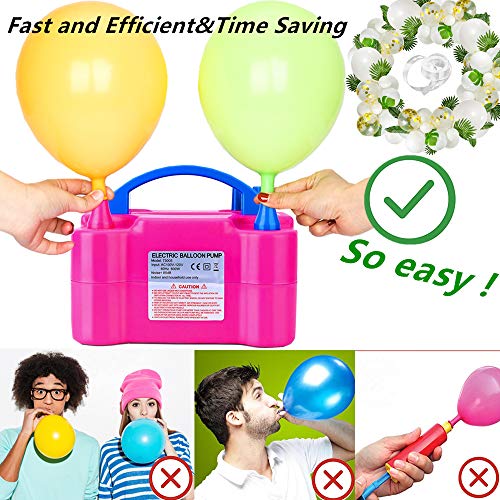 image for ELLECK Balloon Pump, Portable Dual Nozzle Ballon Inflator Pump For Bal
