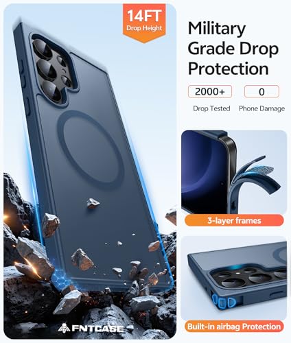 Image of FNTCASE for Samsung Galaxy S23 Ultra Case: [Fit for Magsafe] Magnetic Translucent Matte Anti-Fingerprint Cell Phone Cover Military Grade Shockproof Protective Case