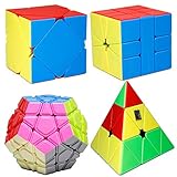 Moyu MoFangJiaoShi MFJS 4 Différents Cube Puzzle Cube Ensemble Contient 3x3 Pyramide Cube Magique + 3 Couches Cube Magique Dodécaèdre + Cube Skewb + SQ1 Magic Cube (Multicolore Autocollant)