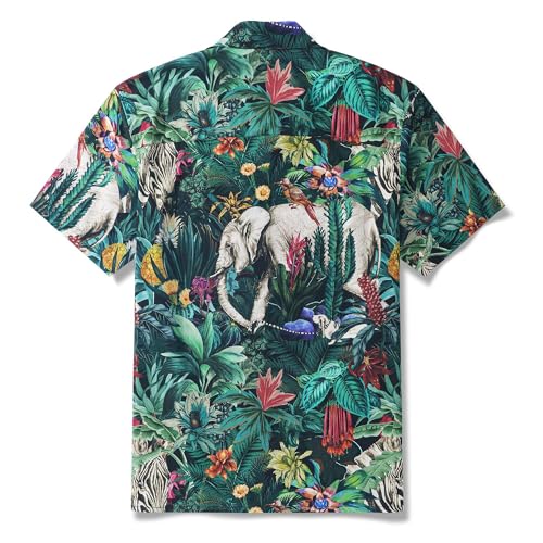 Men's Hawaiian Shirt 100 Cotton Jungle Enchantment Menagerie Camp Collar Short-Sleeve Aloha Beach Button-Down Shirts2