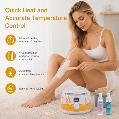 Image of Waxing Kit for Women, Wax Warmer for Hair Removal 6 Bags Hard Wax Beads