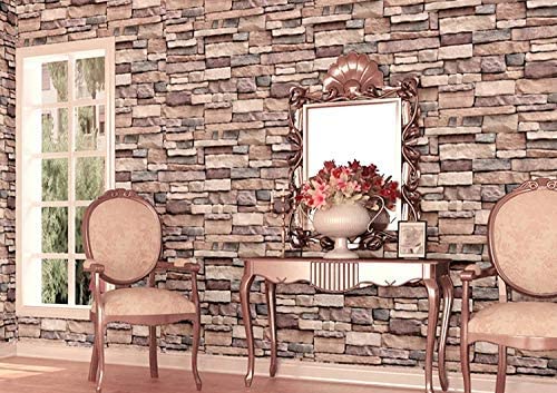 Aurora Shopee Wallpaper for Living Room, Stone Brick Peel and Stick,Wall Stickers/DIY Wallpaper Suitable forBedroom,Hotel and Cafe Wall Decor,Self-Adhesive,PVC Vinyl, 200x45 cm