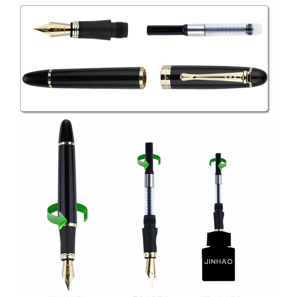 Amazon | jinhao 450万年筆3本セット 3色 18KGP ミディアムペン先