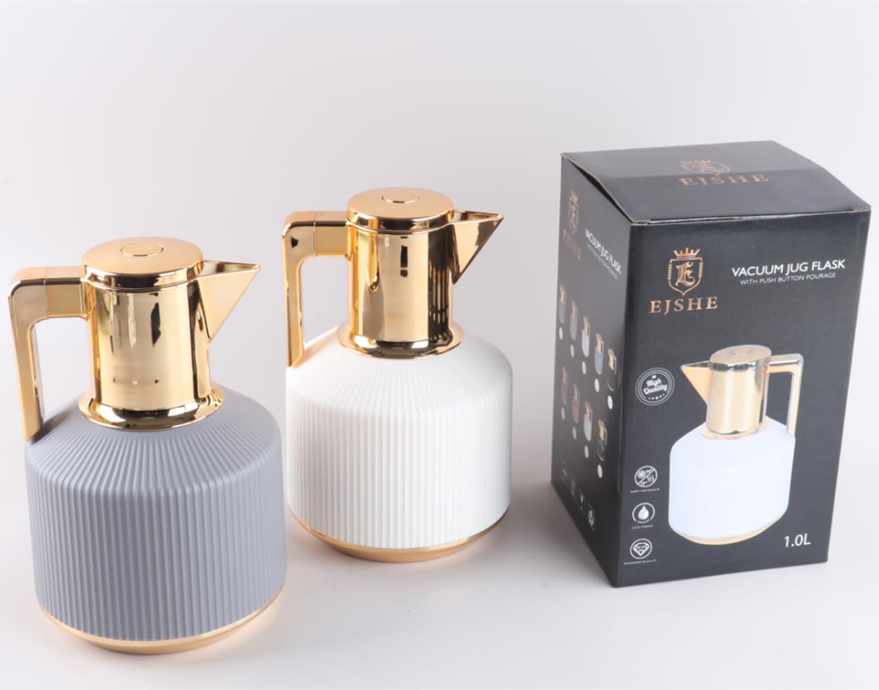 Cafetière isotherme rétro 1 l avec double paroi sous vide (12 h chaud/24 h froid) et fermeture à bouton-pression