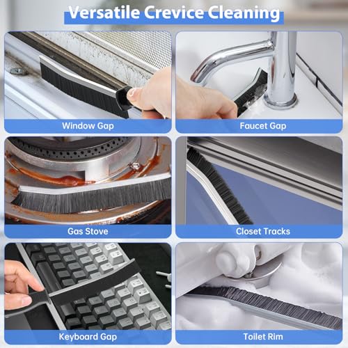 Image of PUFTEM Crevice Cleaning Brush, Hard Bristle Multifunctional Cleaning Brush Tool, Gap Scrub Brush, Cleaning Tools for Narrow Gaps, Grout, Tile Seams, Window Tracks, Car Vents, 3PCS (3)