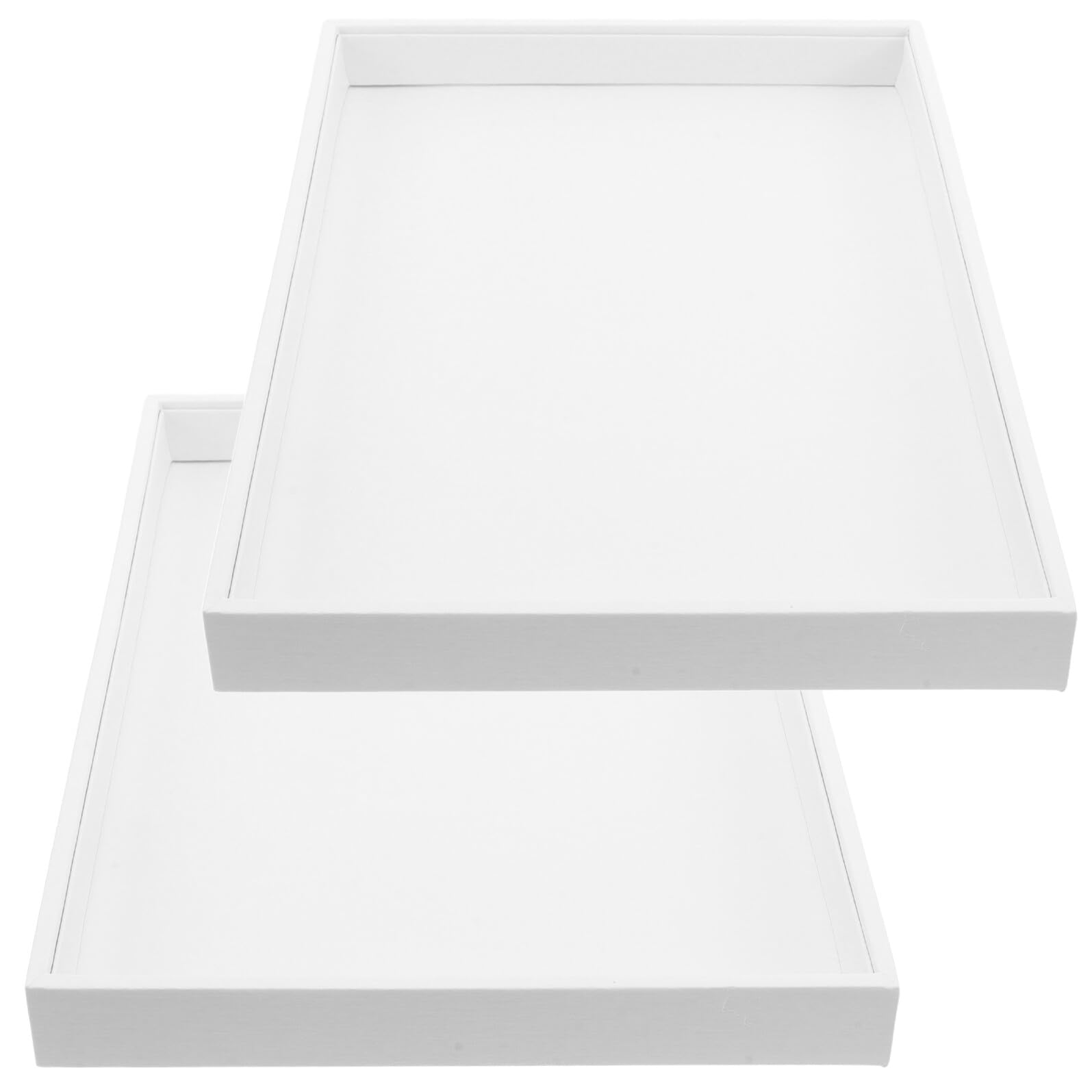 Abaodam Lot de 2 Plateaux à Bijoux Grands en Tissu Velours Blanc Glace, Plateaux de Présentation à Bijoux Polyvalents pour Colliers, Bagues et Bracelets, Tapis D'exposition et Rangement