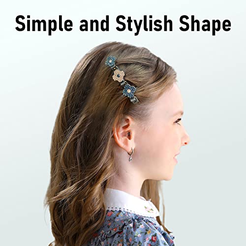 4Pcs Sparkling Crystal Stone Braided Hair Clips, Braided Hair Clips For Women, Barrette With 3 Clips On Top, Four-Leaf Clover Rhinestone Small Hair Clips For Women, Hair Clips For Styling Sectioning #TOP3