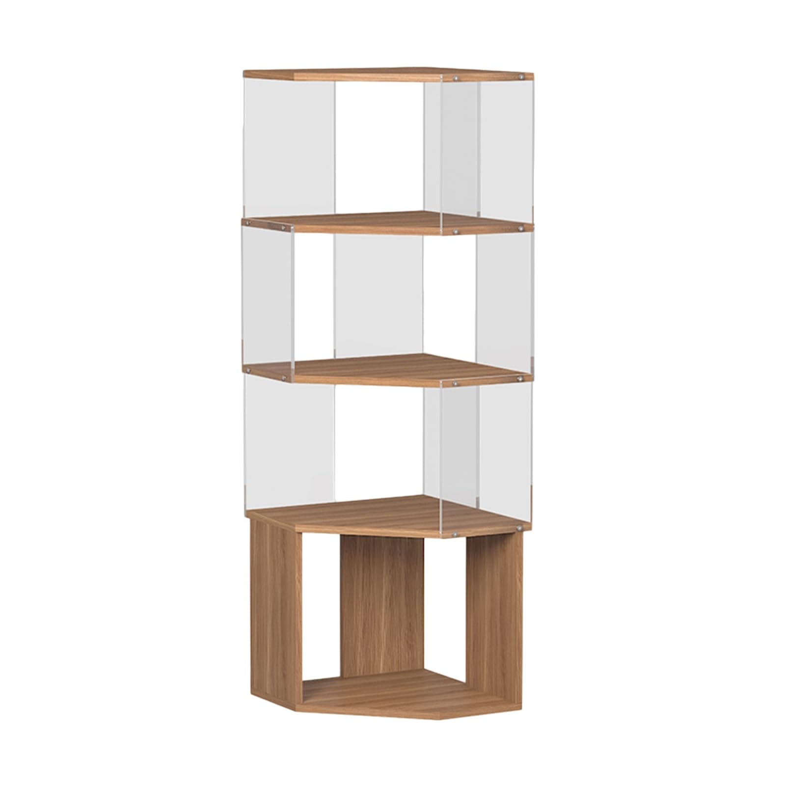 Visual Corner Bookcases,Corner Bookshelf,Unit Storage Display Rack with Back Panel,Open Storage for Living Room Kitchen Office(4-tier)