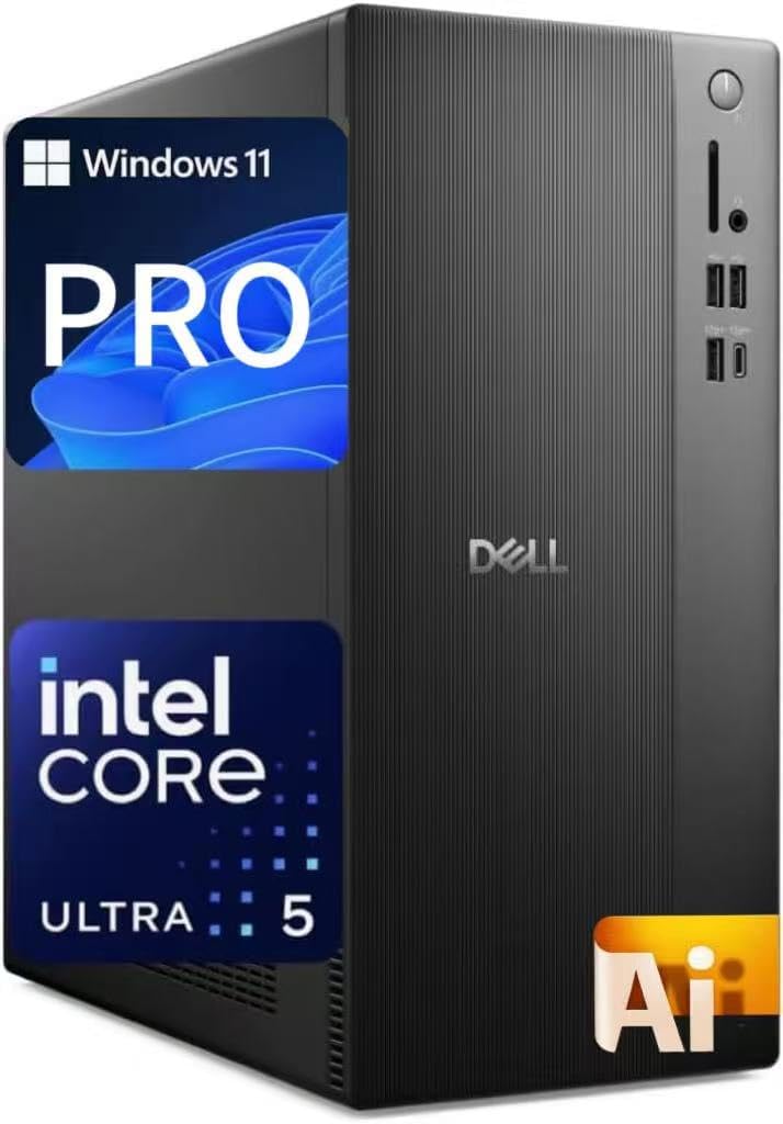Dell Secure & Productive Business Tower Desktop, Intel 10-Core Ultra 5 225, 32GB DDR5 RAM, 1TB Storage(512GB SSD & 500GB External), HDMI, DP, Wi-Fi 6, RJ45, USB-C, Headset Jack, Windows 11