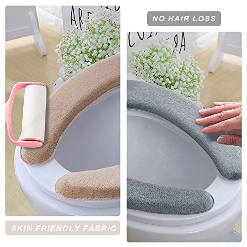 Gukasxi WC-Sitzbezug, 2 Paar Toilettensitzbezug Dicker Und Wärmer Wc-Sitz Pad WC Wärmer Pad, Waschbarer WC Abdeckung Cover Pad Toilettensitzkissen