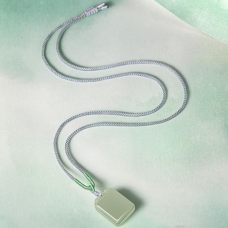 Real Natural Green Jade Pendant Necklace for Women Men Genuine Nephrite Jade Necklace Square Gemstone Healing Pendants Adjustable Handcrafted Jewelry Gifts for Her Birthday Anniversary 25.6-29.5"(65-75cm) Y0414291 - Image 5