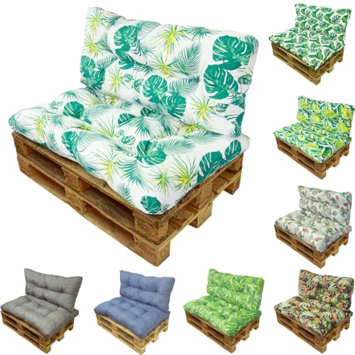 TIENDA EURASIA - Cojines para Palets, Diseño Moderno y Original Estampado, Conjunto de Jardin para Palet, 2 Piezas, Base Acolchada con Respaldo, Cojin Palet, Cojines para Palets Baratos (Decorado 3)