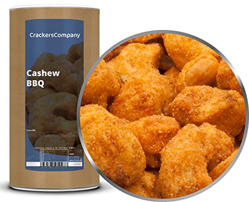 CrackersCompany ’Cashew BBQ’ (3 x 500g in Membrandose groß) Cashew im crunchy Barbeque Mantel - Geröstete Cashew-Kerne mit Knuspermantel und aromatischem Barbecue-Geschmack.