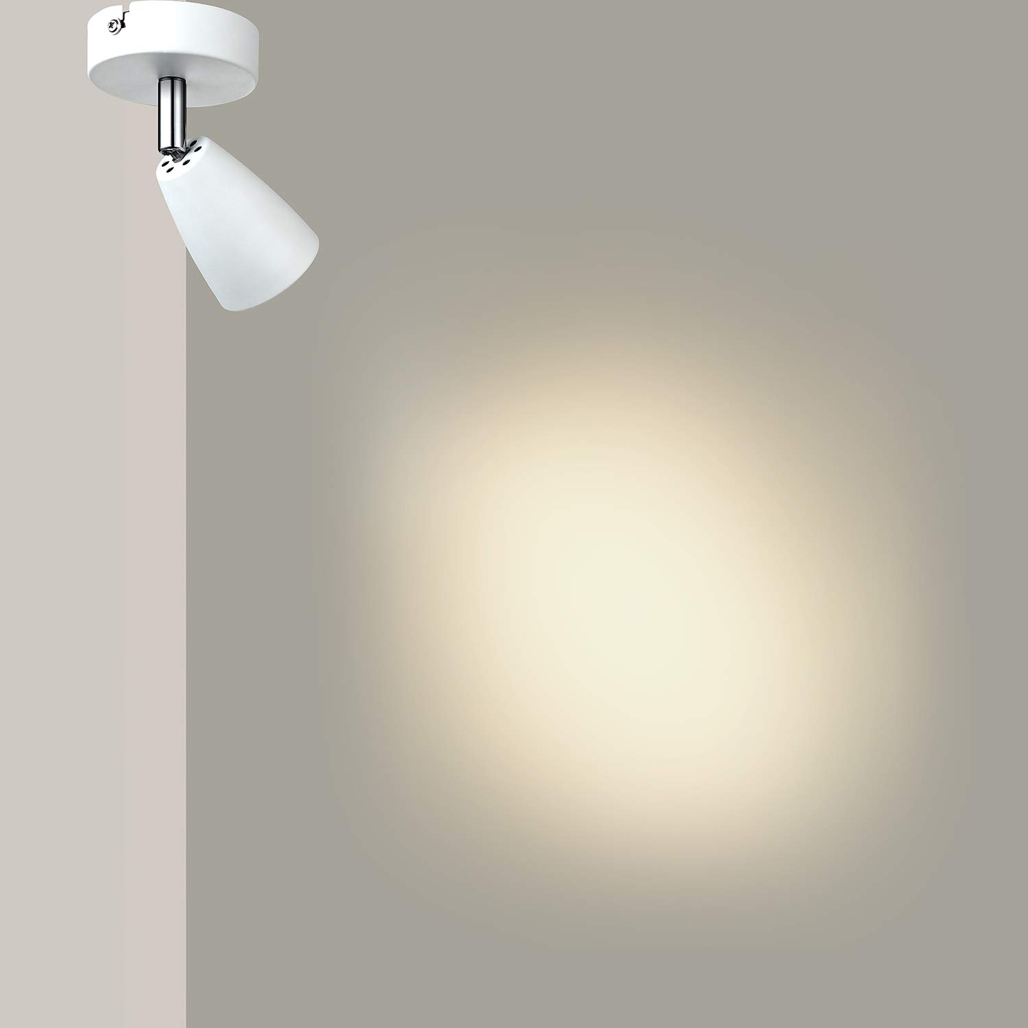 IMPTS Lámpara LED de techo orientable, color blanco, GU10, 250 lm, 230 V, IP20, luz blanca cálida, 4 focos | Lámpara LED de techo blanca con casquillo GU10, 250 lm, 230 V, IP20, luz blanca cálida