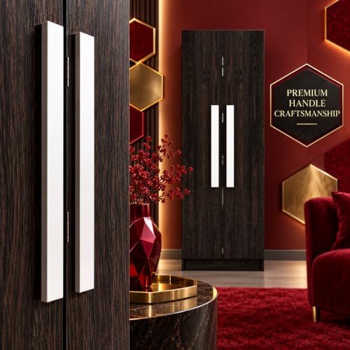 Image of Bniture Wooden Almirah for Clothes, Door for Bedroom, 2 Door Wardrobe with 4 Shelves Huge Storage Space (46D x 60W x 182H CM) | 3 Year Warranty (Flower Wenge)