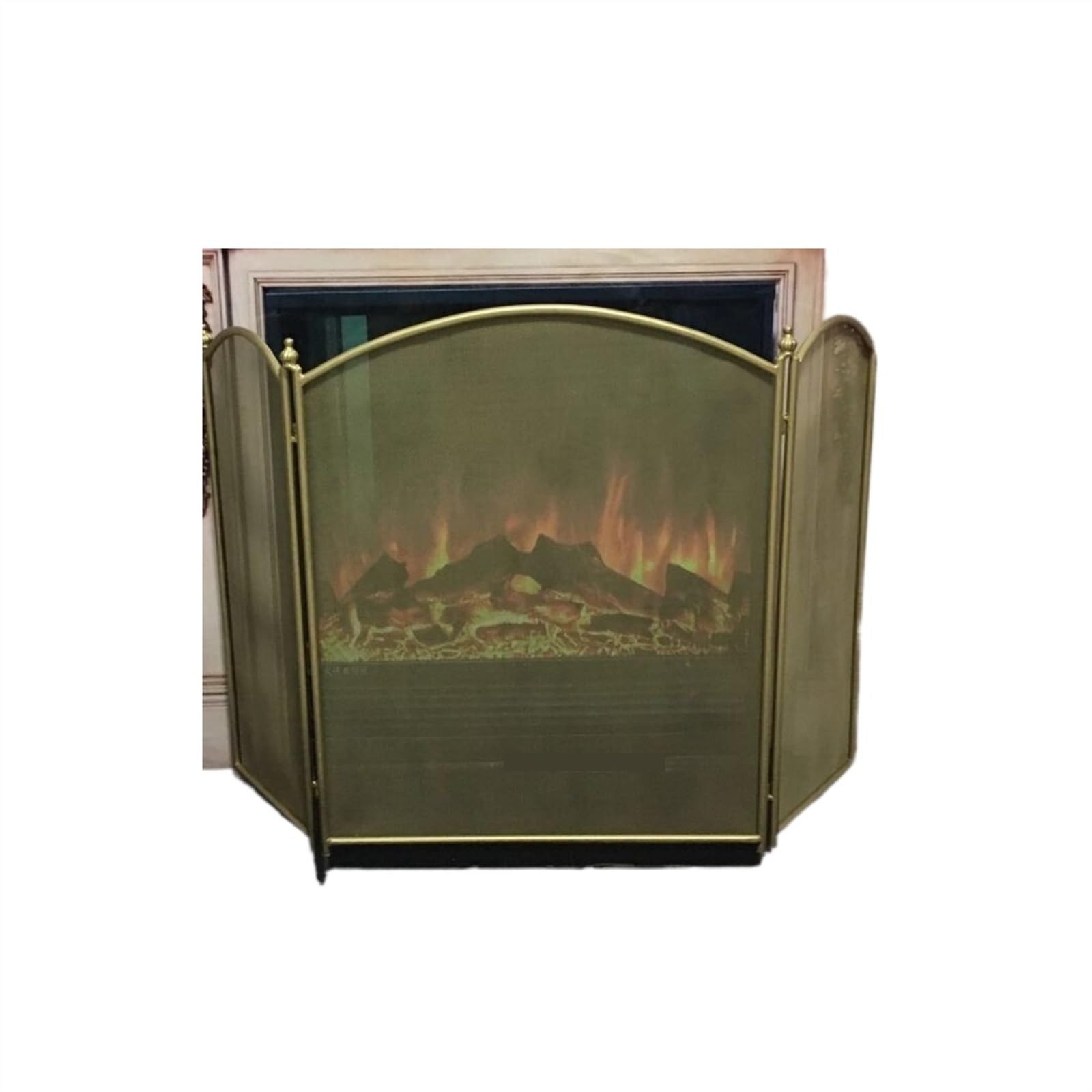 Pantalla de chimenea de hierro YFWOKSL con paneles protectores de estilo europeo
