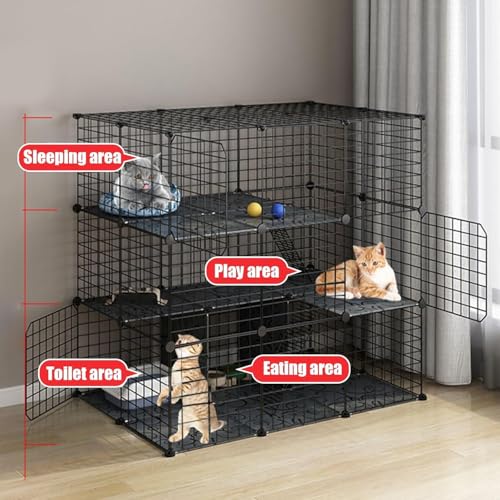 Abnehmbarer Katzenkäfig – Tragbares Haustiergehege für Indoor-Katzen und Kleintiere – Faltbares Design mit einfacher Montage und inklusive Katzentoilette