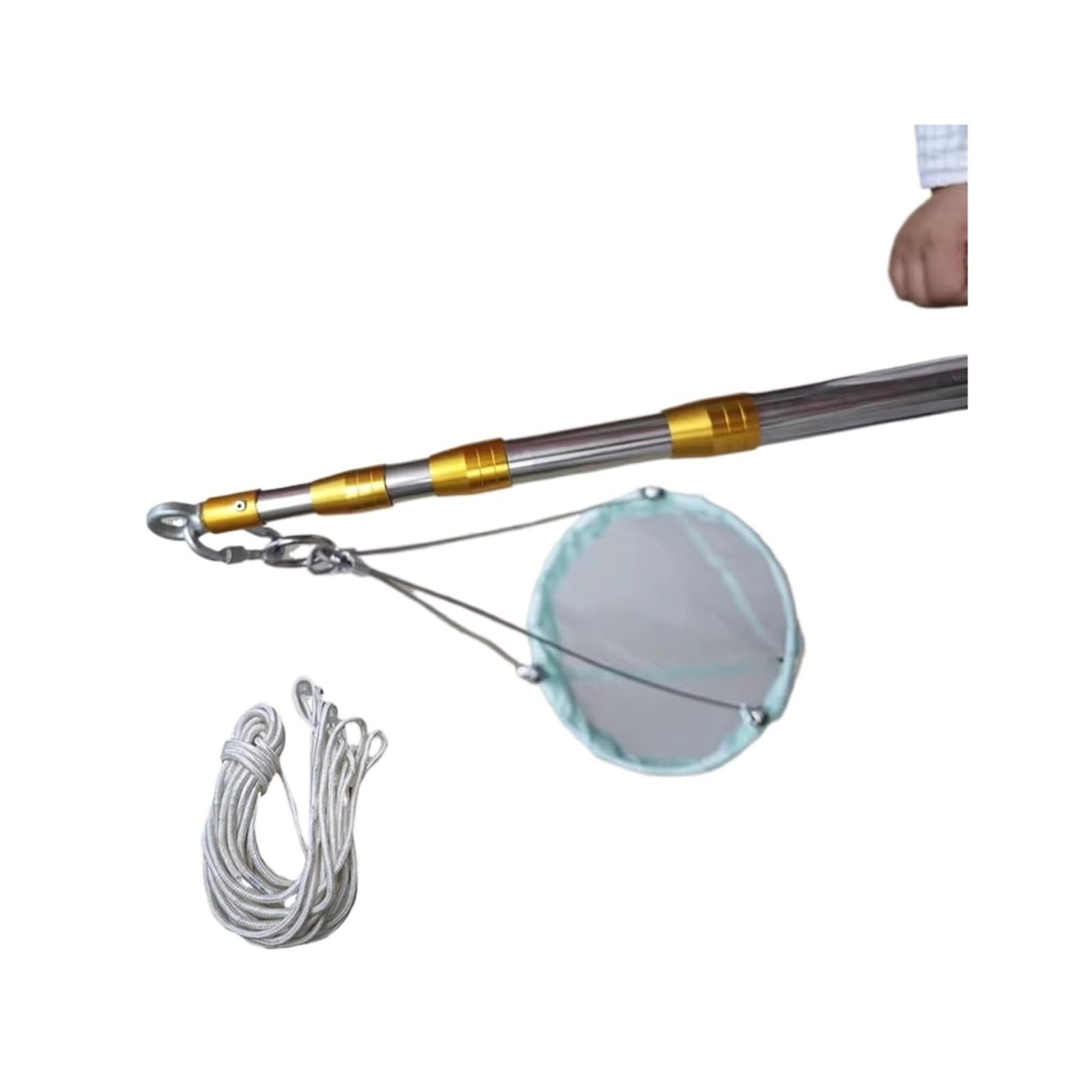 Red para Peces de Acuario, Red de recolección de plancton de 200 Mallas con Poste telescópico Ajustable de 250-300 cm