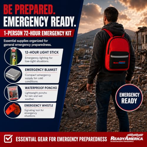 Ready America 70180 72 Hour Emergency Kit, 1-Person, 3-Day Backpack, Includes First Aid Kit, Survival Blanket, Emergency Food Portable Disaster Preparedness Go-Bag for Earthquake, Fire, Flood - Image 5