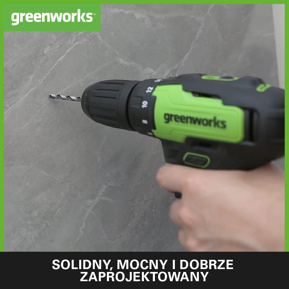 Greenworks GD24DD35K2 Akumulatorowa Wiertarko-Wkrętarka i Zakrętarka Udarowa GD24ID200 PLUS 2 x 24V 2 Ah Baterie i Ładowarka