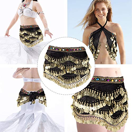 CLISPEED Mulheres Dança Do Ventre Quadril Cachecol Moedas Saias Envoltório Bellydance Franja Cinto X
