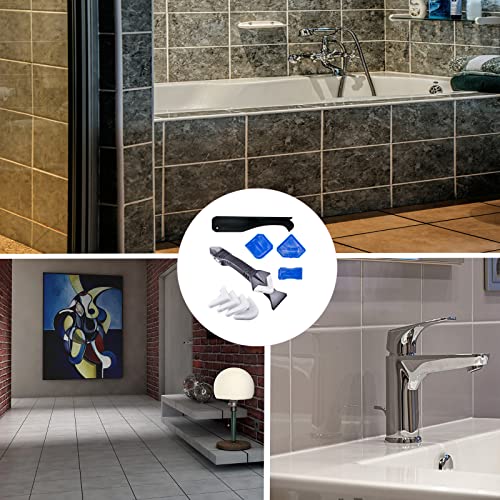 3 in 1 silicone caulking toolsstainless steelhead sealant finishing tool grout scraper reuse and replace 5 silicone pads great tools for kitchen bathroom window sink joint