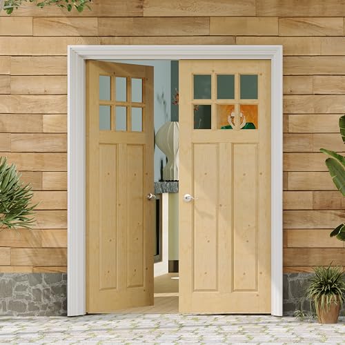 Lakenyon Exterior Doors, 60" x 80", 6-Panel Clear Glass Front