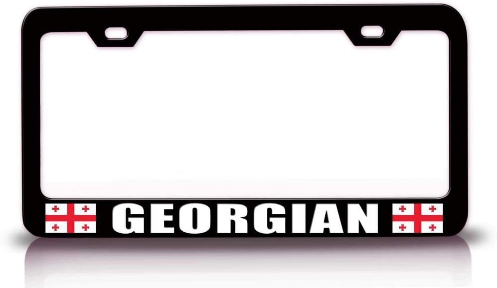 Georgian Flag Metal Car SUV Truck License Plate Frame Bl t61