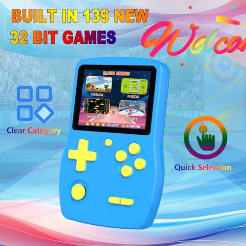 Image of 32 Bit Handheld Game for Kids Preloaded 139 Video Games,Roadtrip Travel Toy