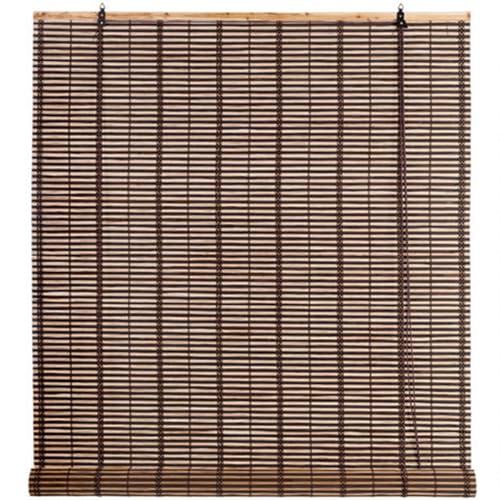 La zappa Tapparella in bambù Africa arrotolamento a carrucola con supporto in legno da esterno (100 x h 160 cm, Marrone Scuro)
