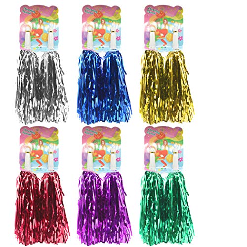 Creatiee 12Pcs Cheerleading Pom Poms Hand Flowers Cheerleader Pompoms for Sports Cheers Ball